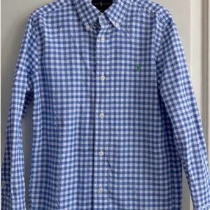 Ralph Lauren Kids Blue and White Plaid Shirt